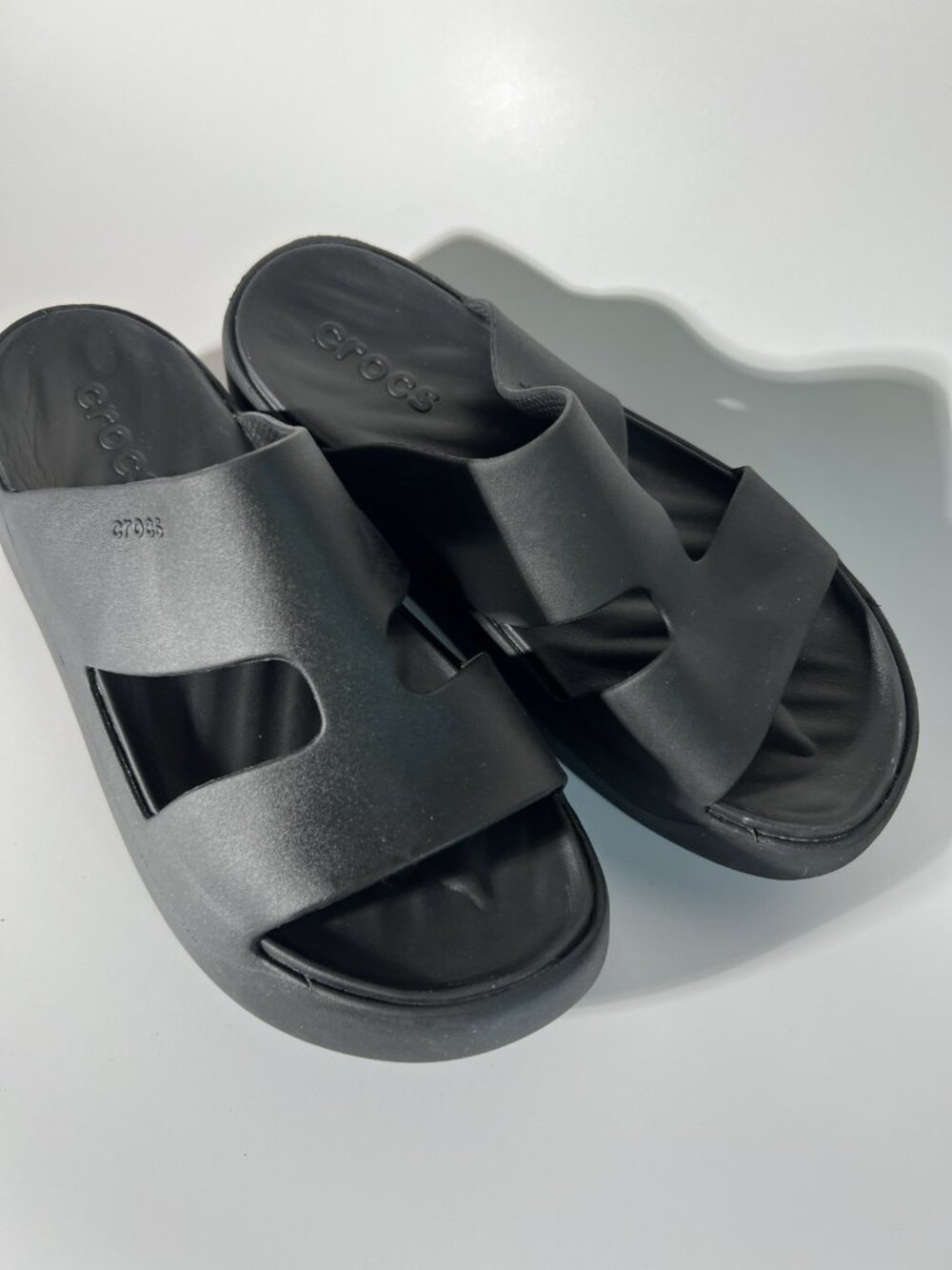Crocs Black Platform Slides Comfort Sandals Womens W8